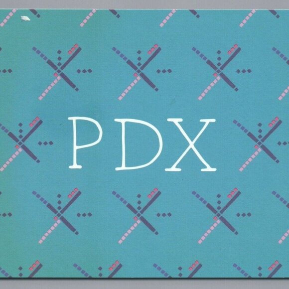 PDX Postcard Unposted PC Famous Airport Carpet Design Alissa Thiele - Picture 1 of 2